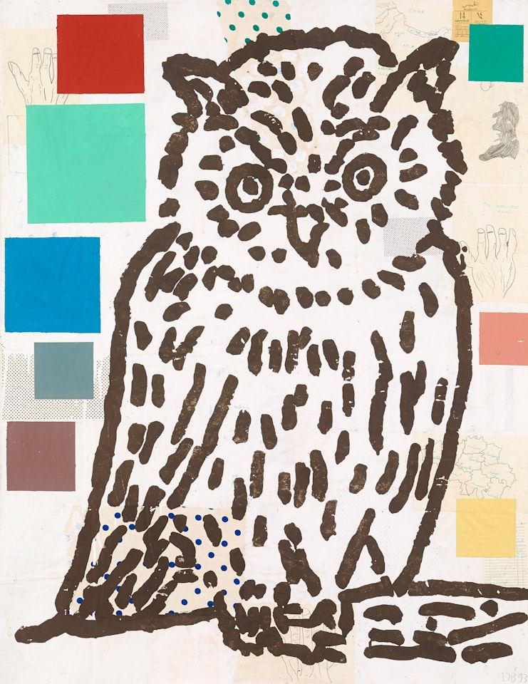 "Abstract Collage with Bird no.8 (owl) " by Donald Baechler