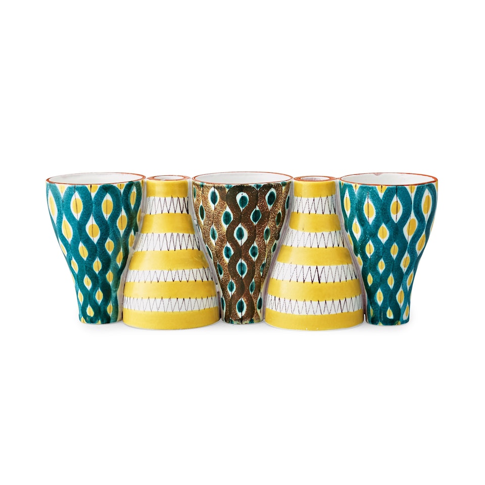 A Stig Lindberg faience vase/candleholder "Snurran" by Stig Lindberg