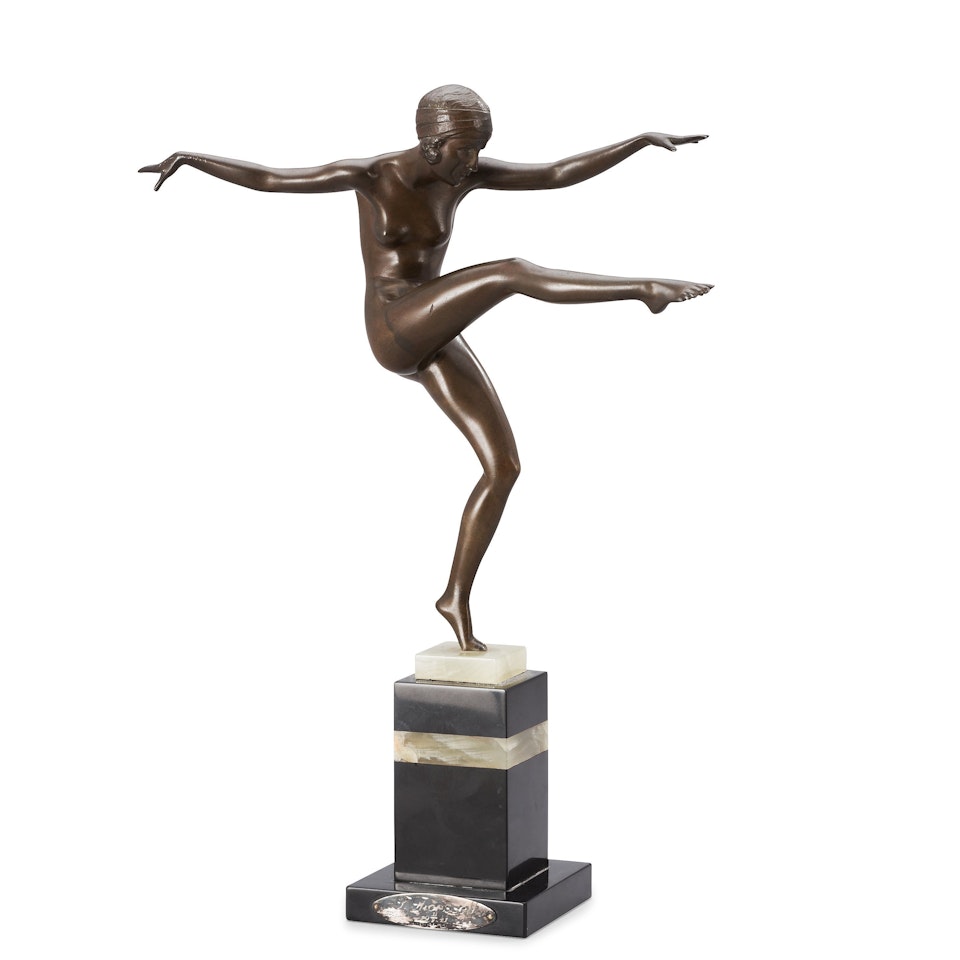 A Ferdinand Preiss Art Deco patinated bronze figure by Ferdinand Preiss