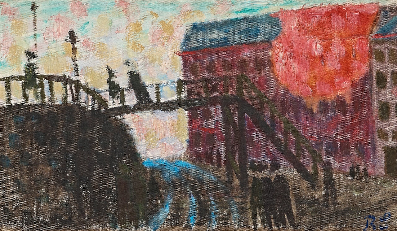 "Morgon i ett hamnkvarter" by Ragnar Sandberg
