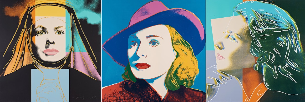 "Three portraits of Ingrid Bergman by Andy Warhol" by Andy Warhol