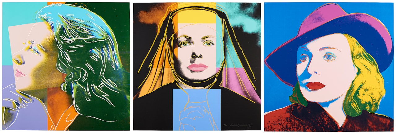 "Three portraits of Ingrid Bergman by Andy Warhol" by Andy Warhol