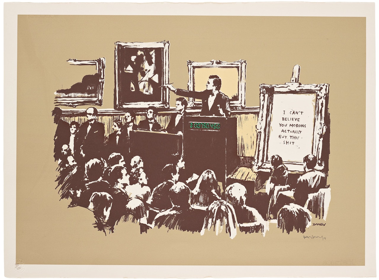 "Morons (Sepia) " by Banksy