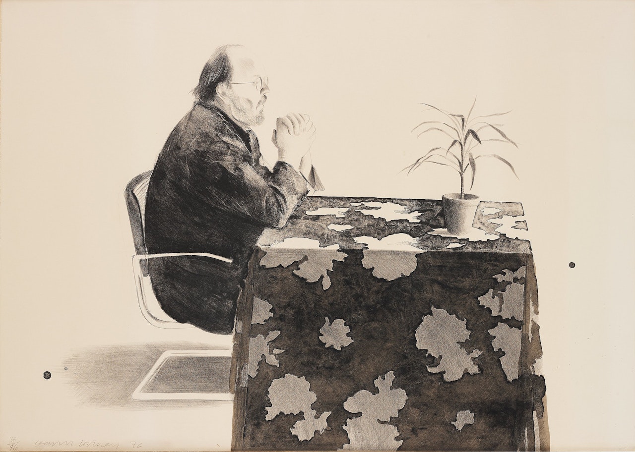 "Henry at table" by David Hockney