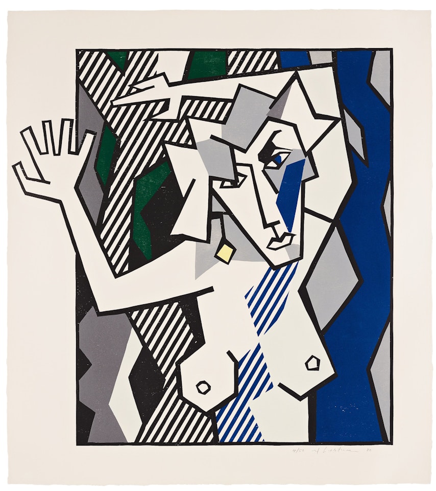 ”Nude in the woods”, from: "Expressionist Woodcut Series" by Roy Lichtenstein