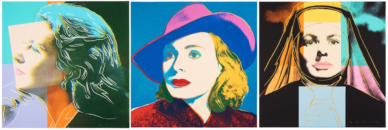 "Three portraits of Ingrid Bergman by Andy Warhol". by Andy Warhol