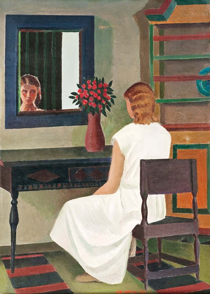 "A GIRL IN FRONT OF HER MIRROR". by Veikko Vionoja