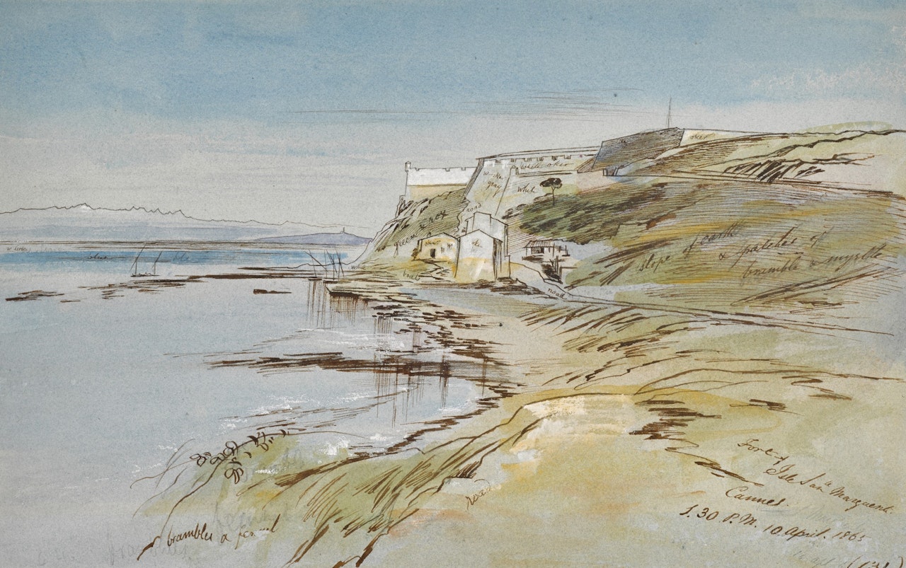 Fort of Ile Sainte Marguerite, Cannes by Edward Lear