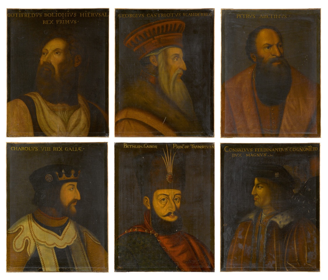 Set of 6 historical portraits by Italian School
