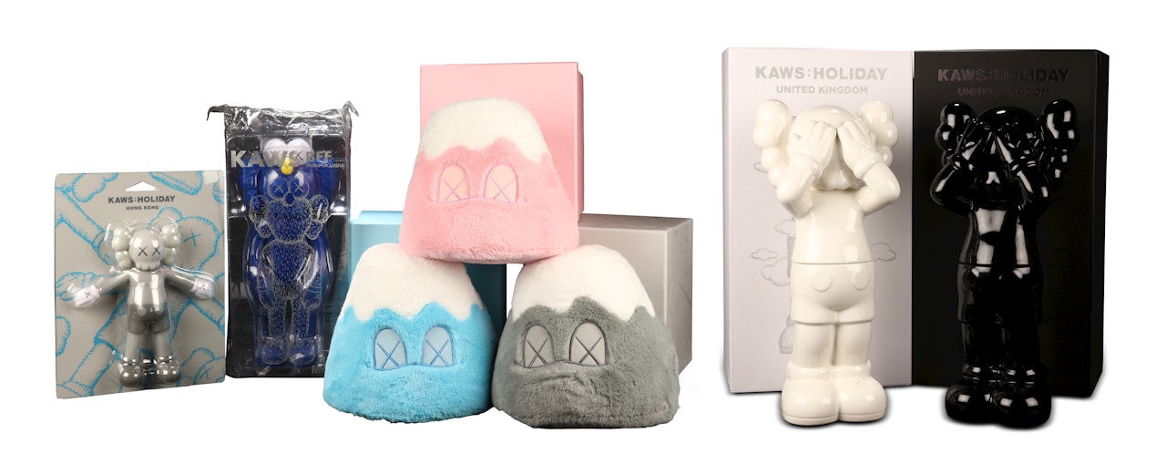 Holiday Japan Mt. Fuji; BFF Blue Version (MoMA Exclusive); Holiday Companion Bath Toy; & Holiday UK by Kaws