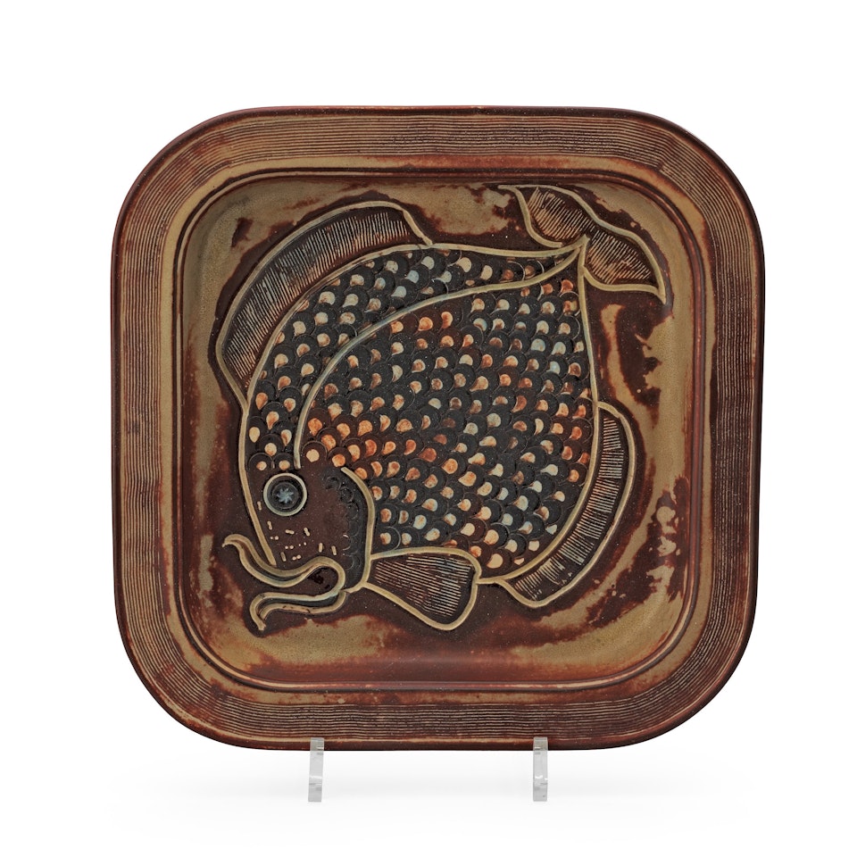 A Wilhelm Kåge "Farsta" stoneware dish by Wilhelm Kage