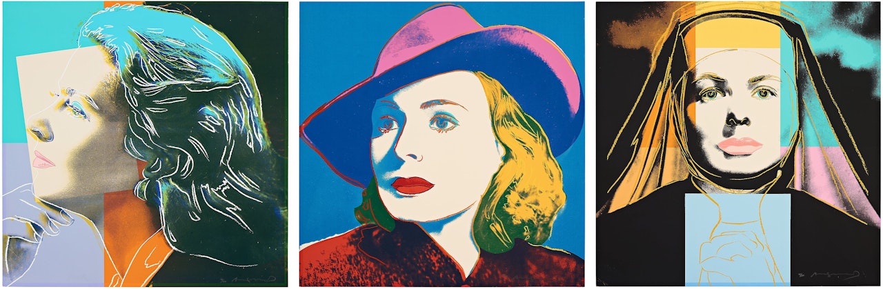 "Three portraits of Ingrid Bergman by Andy Warhol" by Andy Warhol