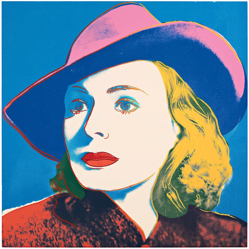 "With Hat", from: from; "Three portraits of Ingrid Bergman" by Andy Warhol