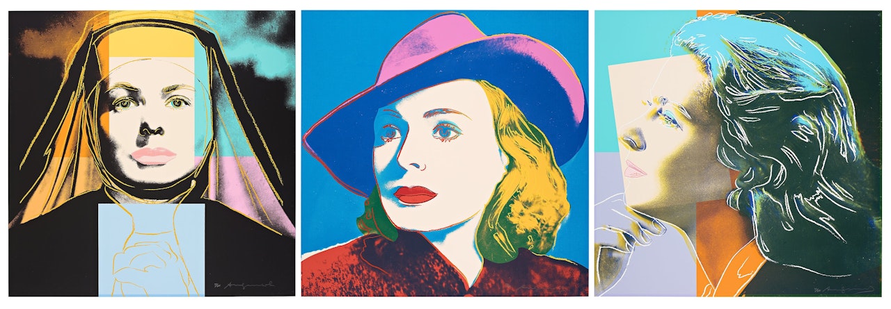 "Three portraits of Ingrid Bergman by Andy Warhol". by Andy Warhol