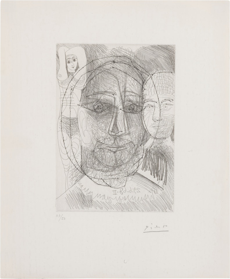 Homme, femme et enfant. Étude pour le portrait d"el Greco (B. 1675; Ba. 1691) by Pablo Picasso