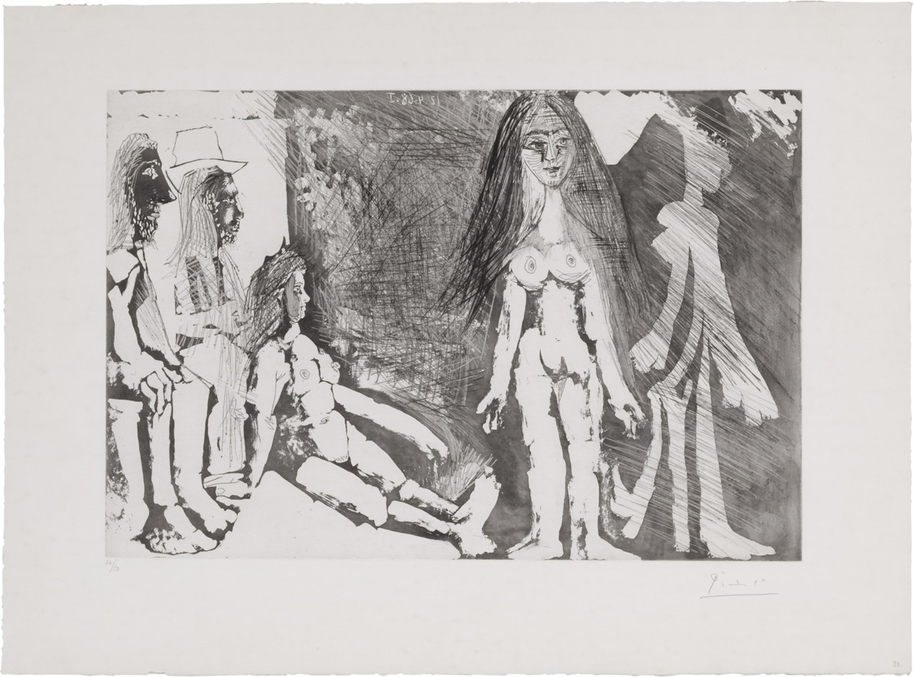 Jeune fille regardée par une vielle femme et deux hommes dont un gitan (B. 1511; Ba. 1527) by Pablo Picasso