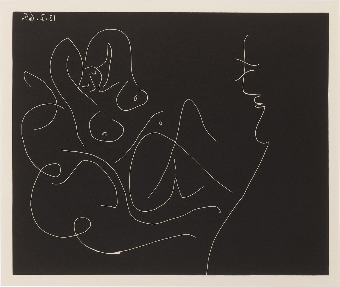 Peintre et Modèle au Fauteuil à Bascule (B. 1852; Ba. 1359) by Pablo Picasso
