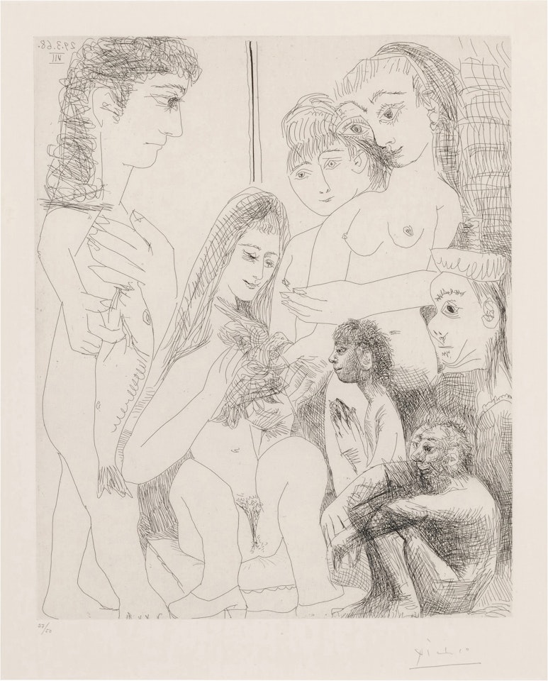 Vieil homme songeant à la peinture ancienne (B. 1492; Ba. 1508) by Pablo Picasso