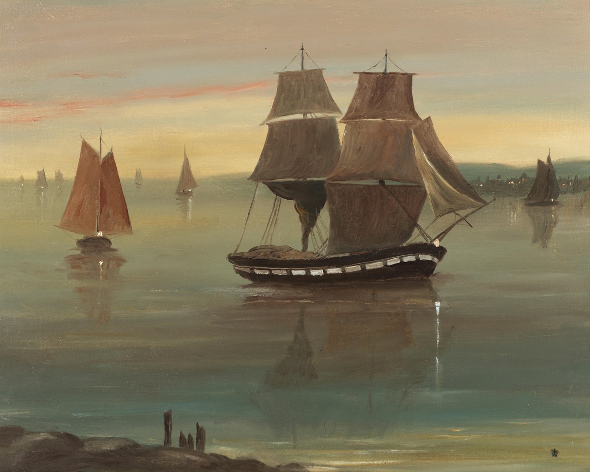 Ships in the Harbour by Helen Bradley