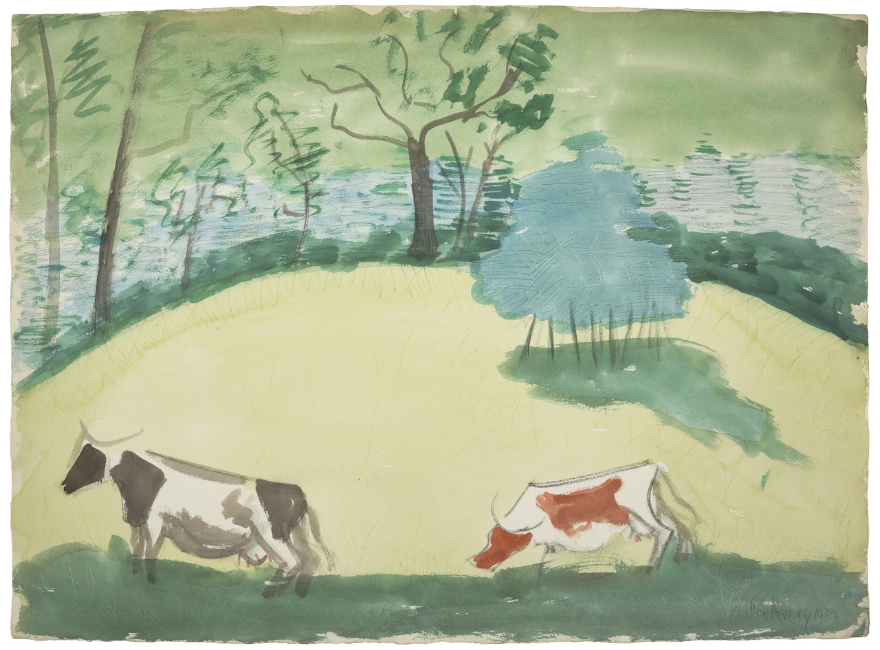 Cows on Hillside by Milton Avery