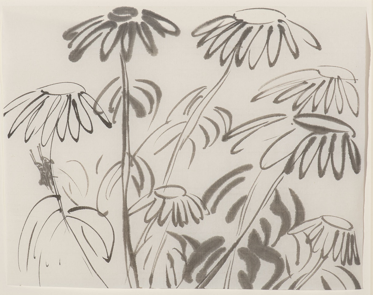 Flowers with grasshoppers; Flowers by Walasse Ting