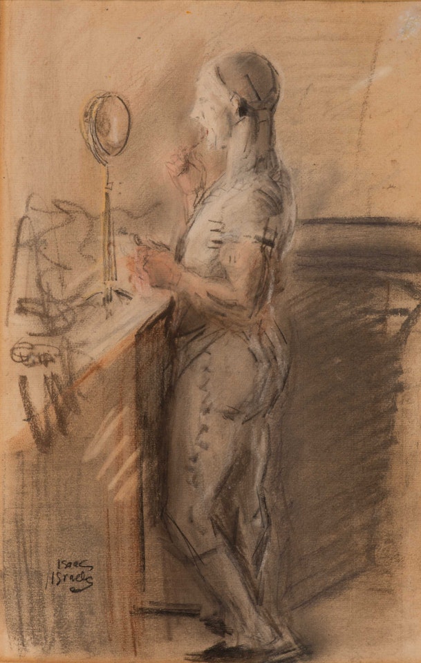 Clown applying make up by Isaac Israels