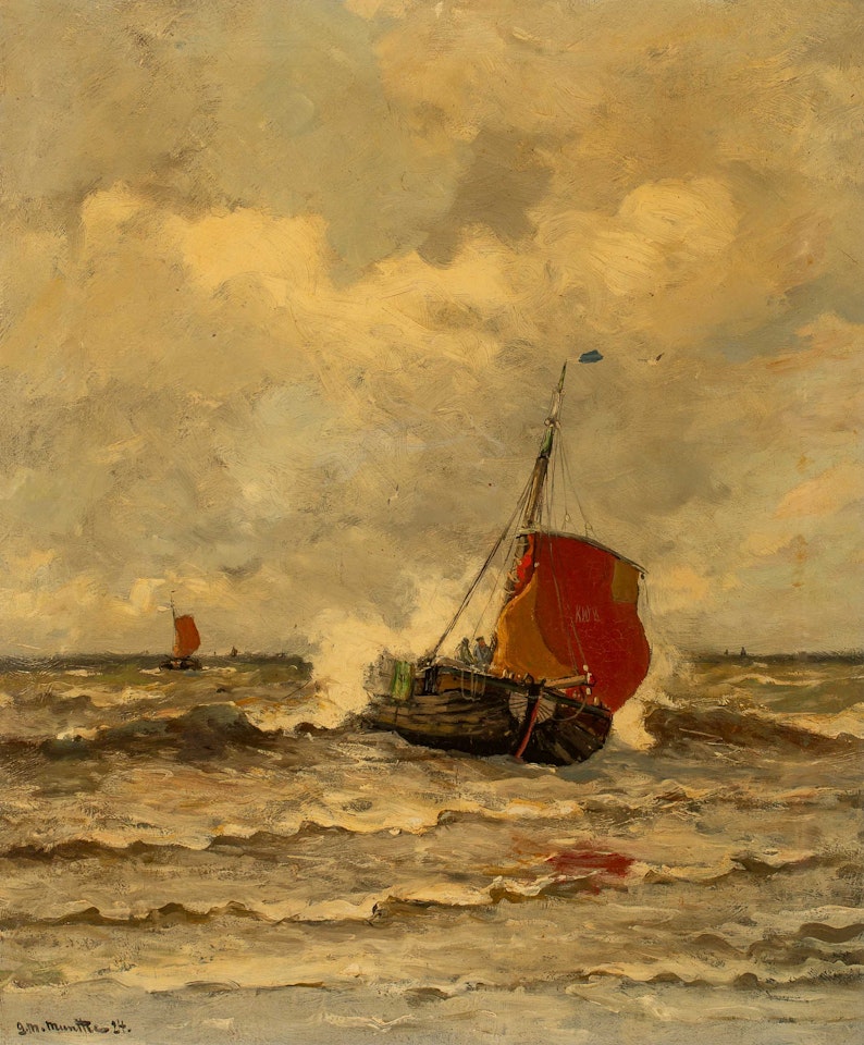 Sailing cutter for Katwijk (Sailing cutter at Katwijk) by Gerhard Arij Ludwig Morgenstjerne Munthe