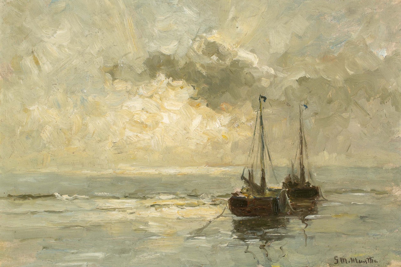 In the surf at sunset by Gerhard Arij Ludwig Morgenstjerne Munthe
