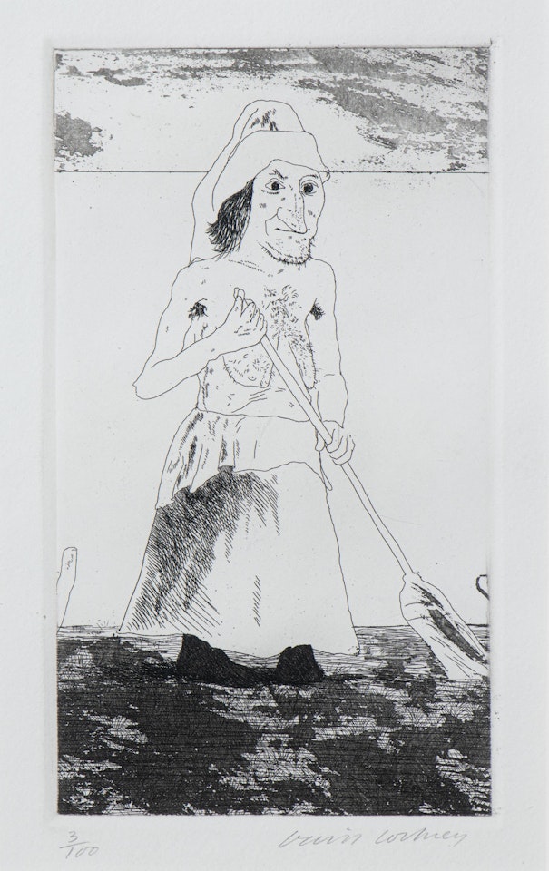 The Enchantress in Her Garden (from Illustrations for Six Fairy Tales from the Brothers Grimm) by David Hockney