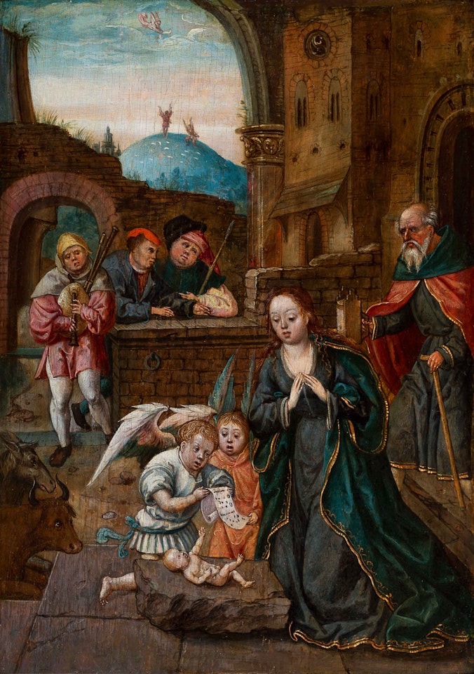 The Adoration of the Shepherds with Angels by German School