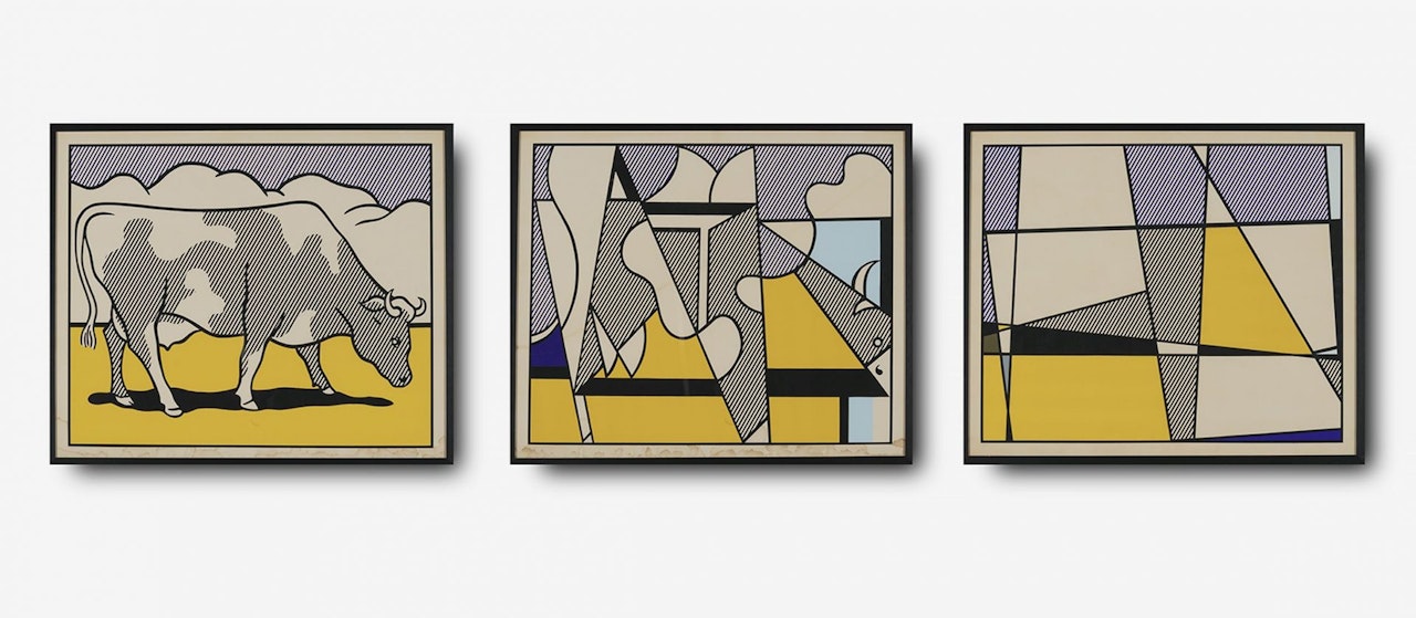 Cow Triptych (Cow Going Abstract) by Roy Lichtenstein