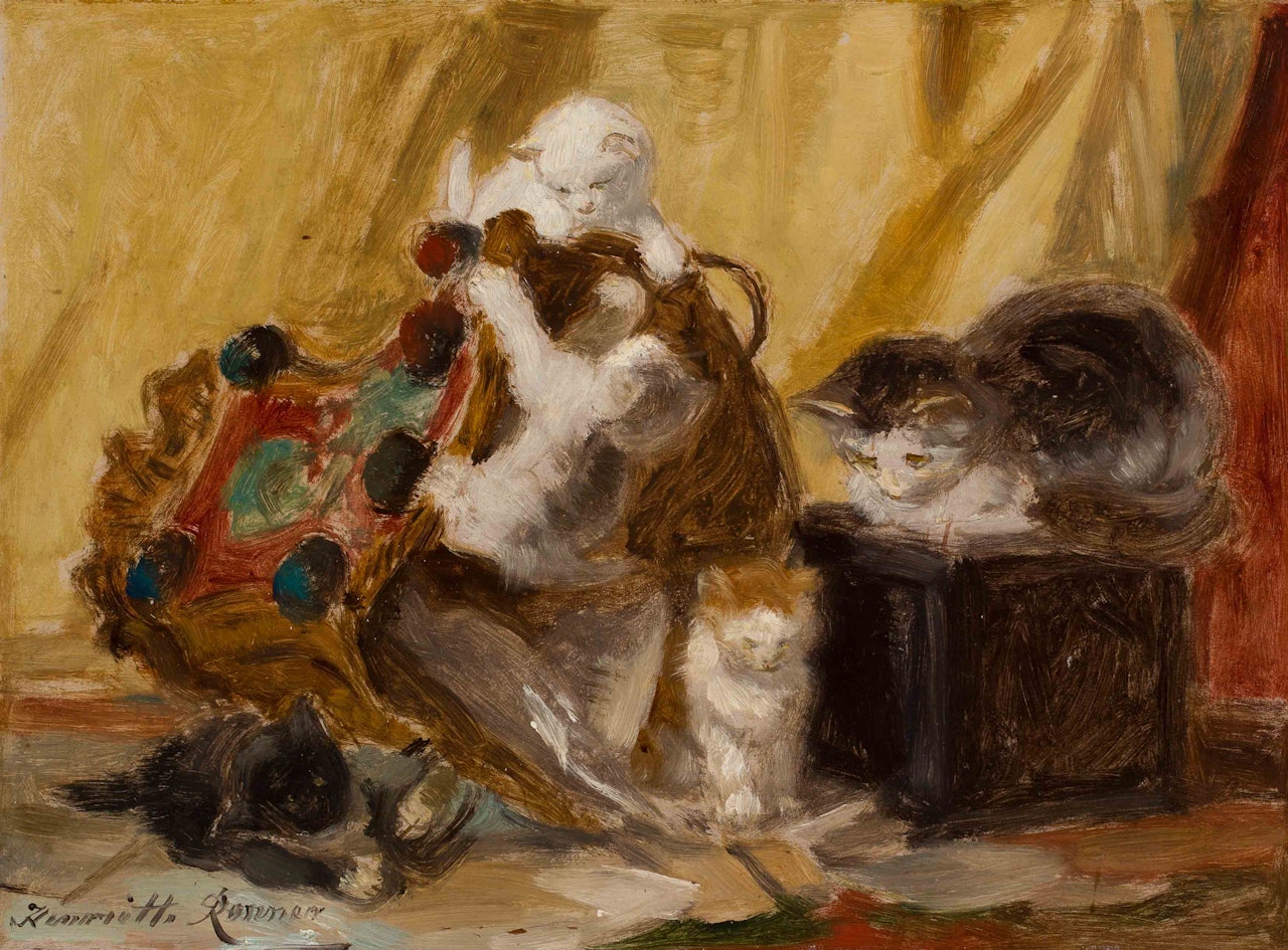 The turned over waste paper basket by Henriette Ronner-Knip