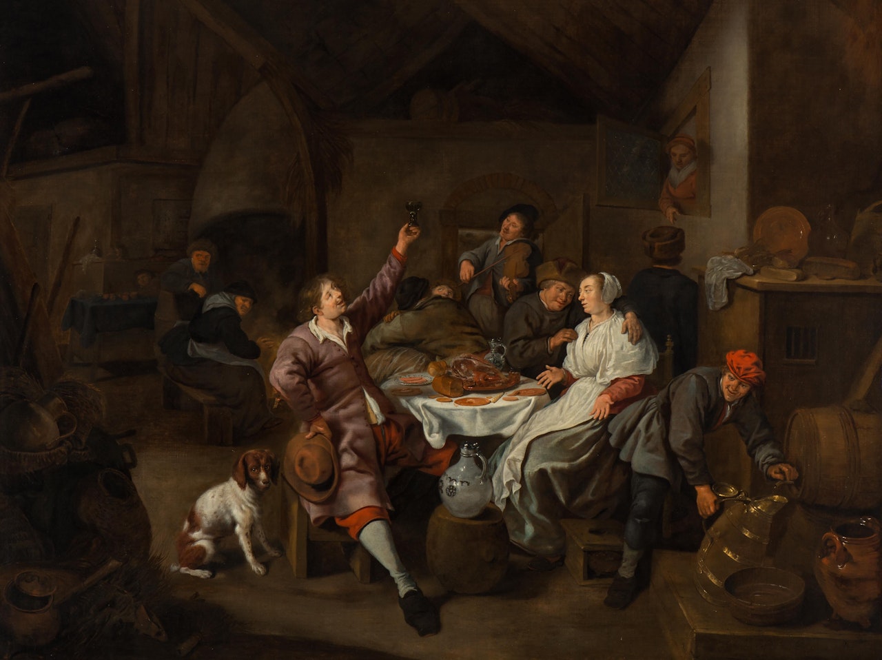 Farm interior with peasant entertainment (ca. 1655) by Jan Miense Molenaer