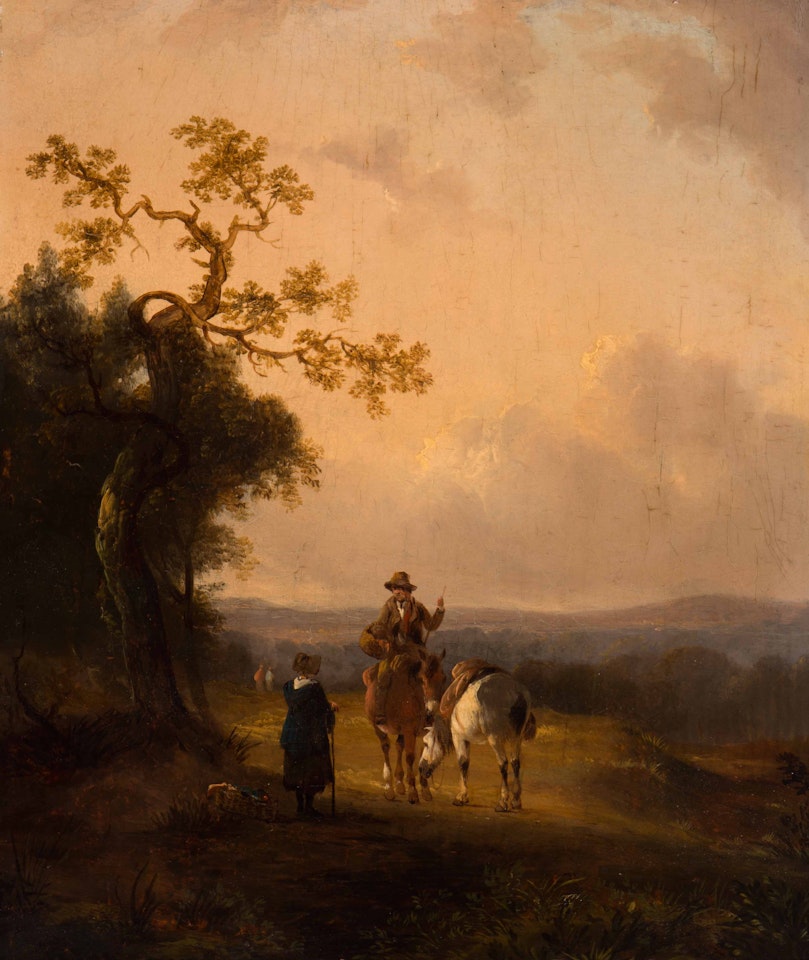Travelers taking a moment"s rest by Dutch School