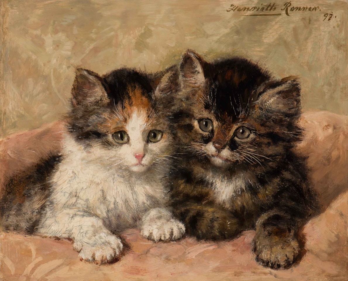 Two kittens by Henriette Ronner-Knip