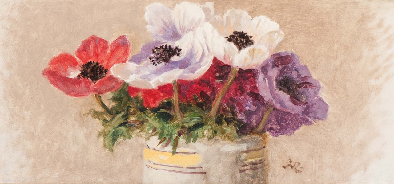 Anemones in a pot by Henriette Ronner-Knip