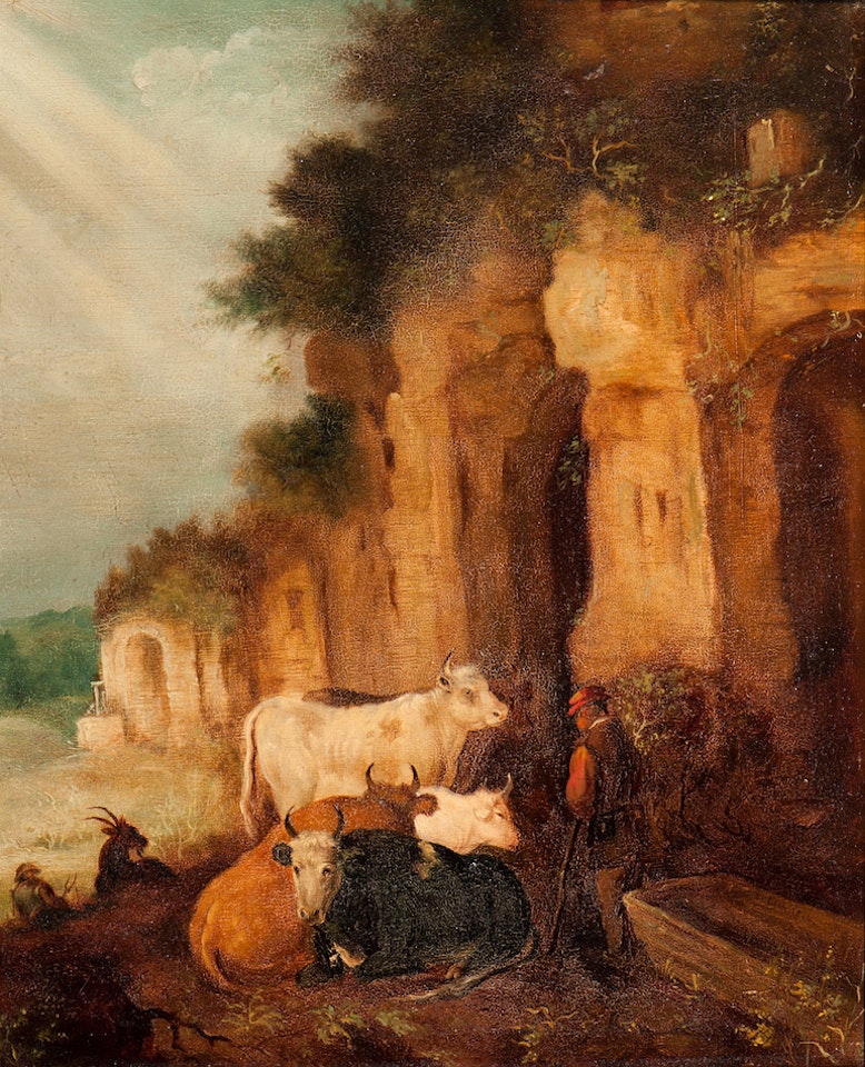 A moment of rest at the watering place by Dutch School