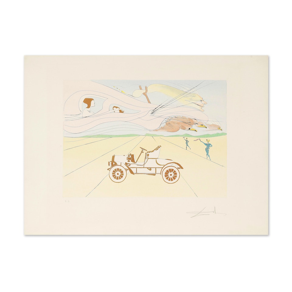 L"automobile; Planche issue de l"Hommage à Léonard de Vinci by Salvador Dali