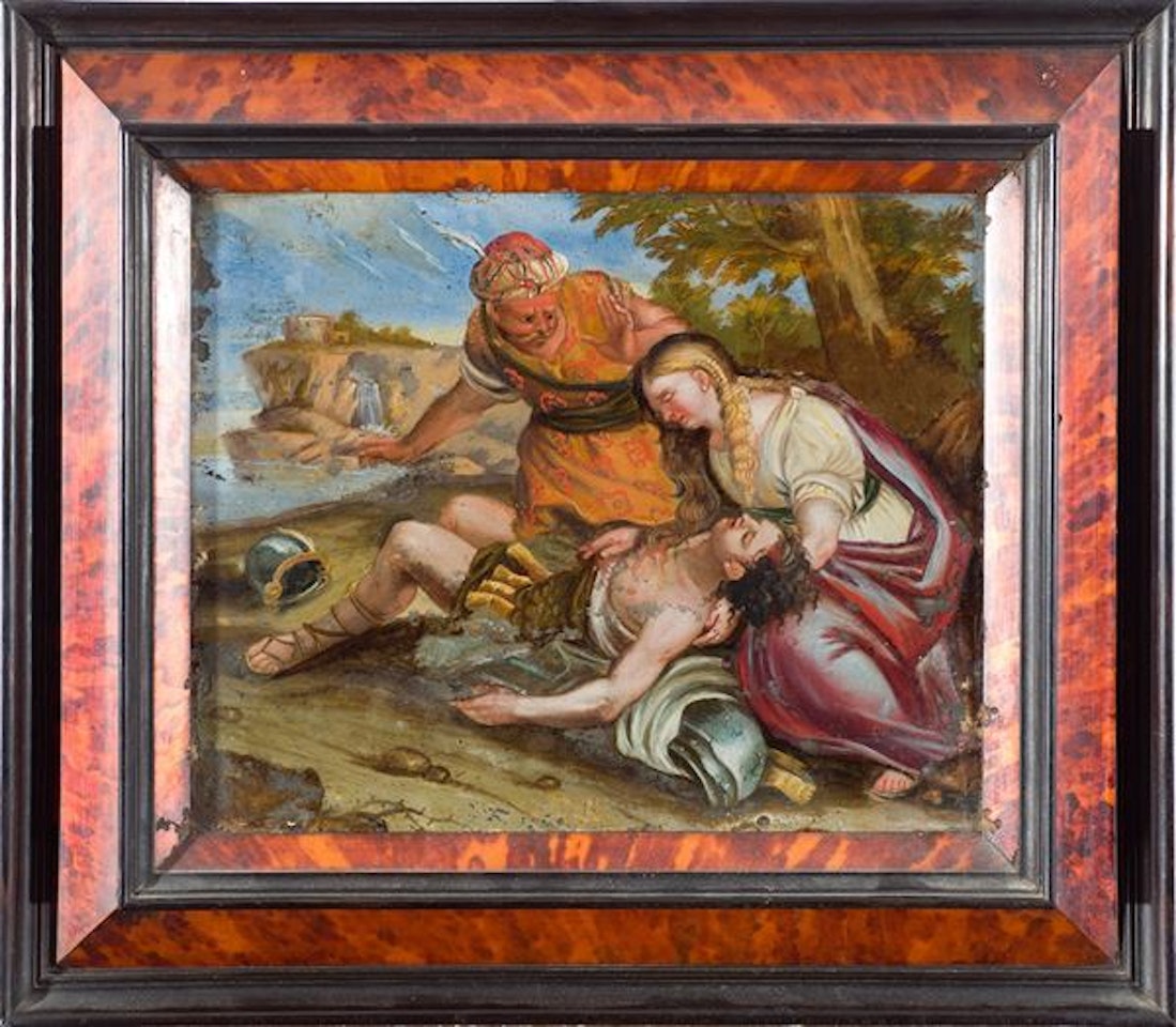 Erminia with her servant Vafrino helps the wounded Tancredi by Circle of Luca Giordano