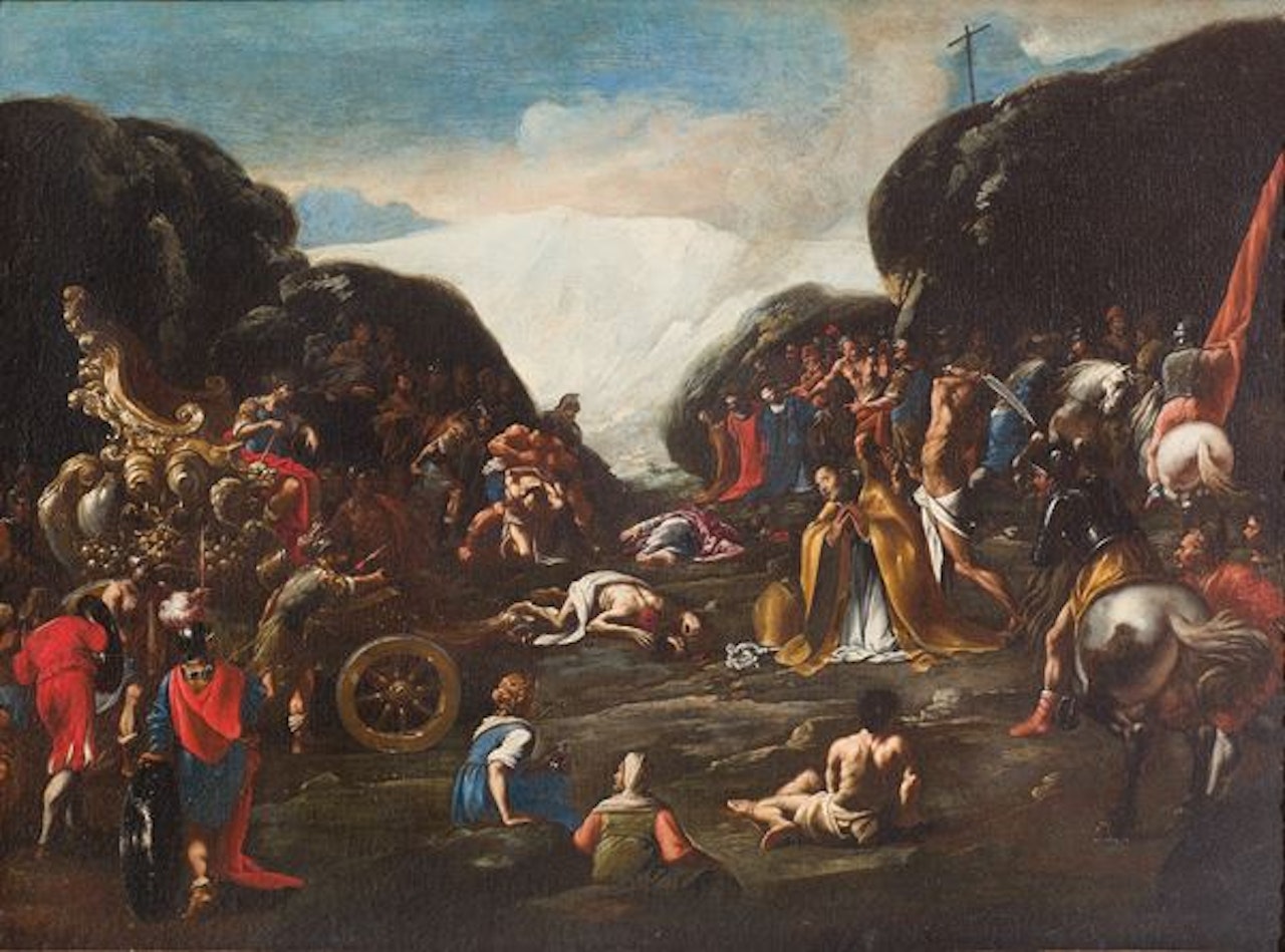 San Gennaro praying in the Solfatara by Neapolitan School