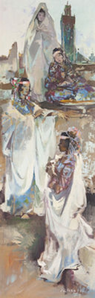 On the terraces of Fez by Jean Gaston Mantel