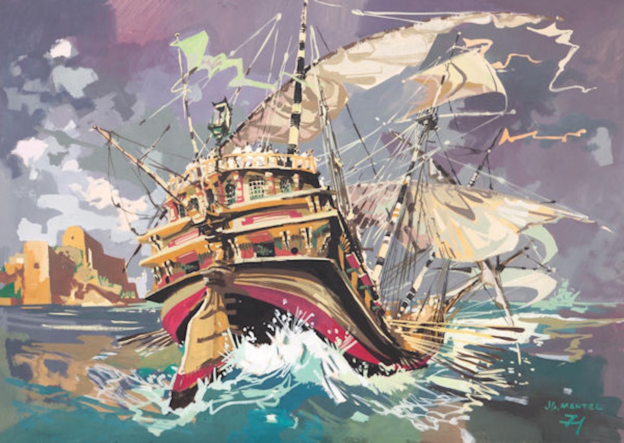 Privateer boat in front of the oudayas by Jean Gaston Mantel