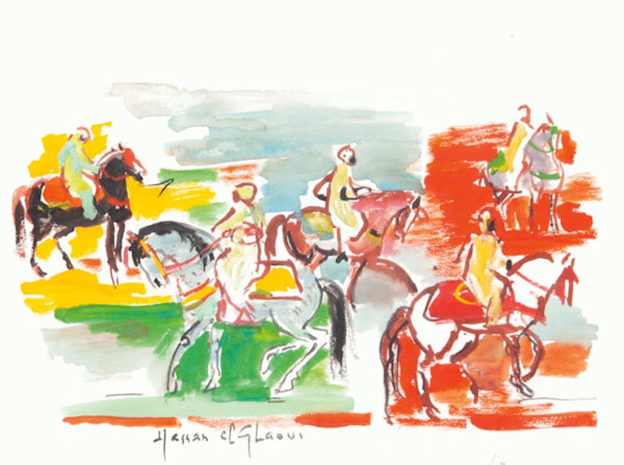 Moroccan horsemen by Hassan El Glaoui