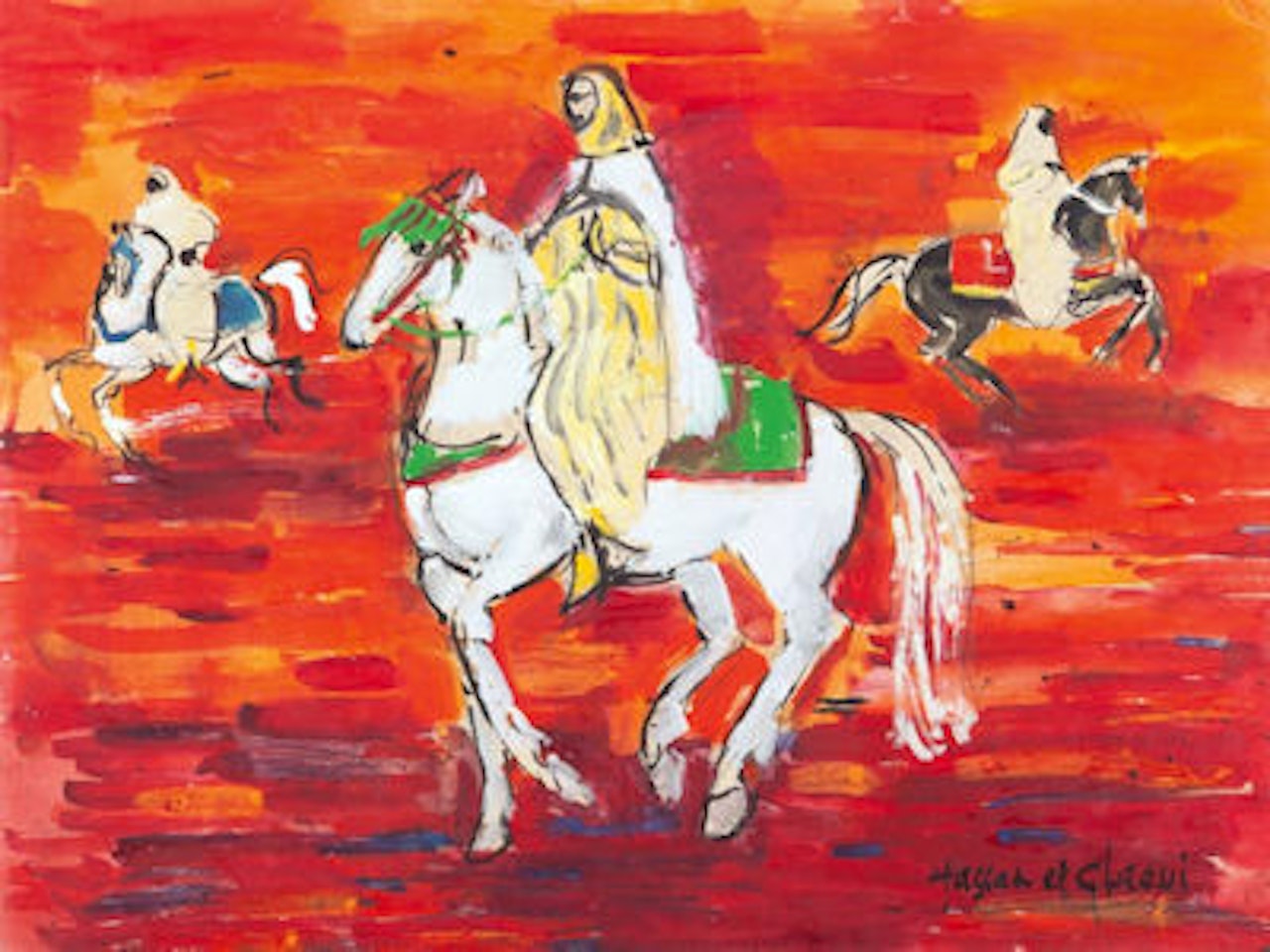 Moroccan horsemen by Hassan El Glaoui