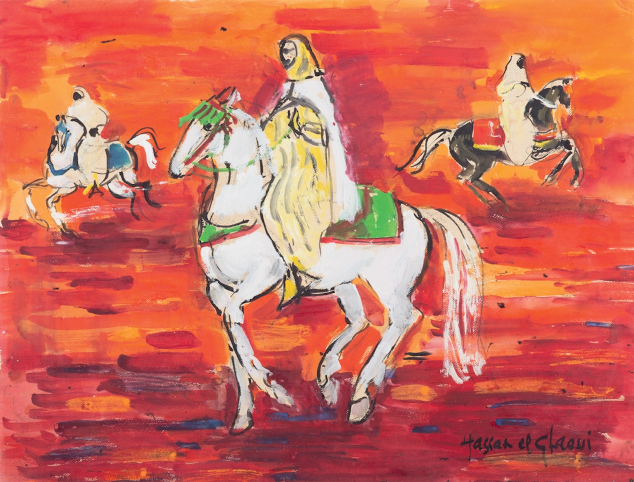 Moroccan horsemen by Hassan El Glaoui