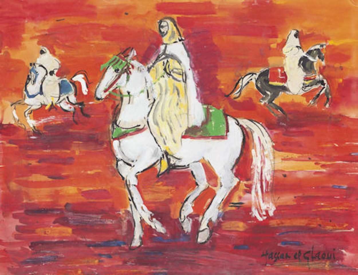 Moroccan horsemen by Hassan El Glaoui