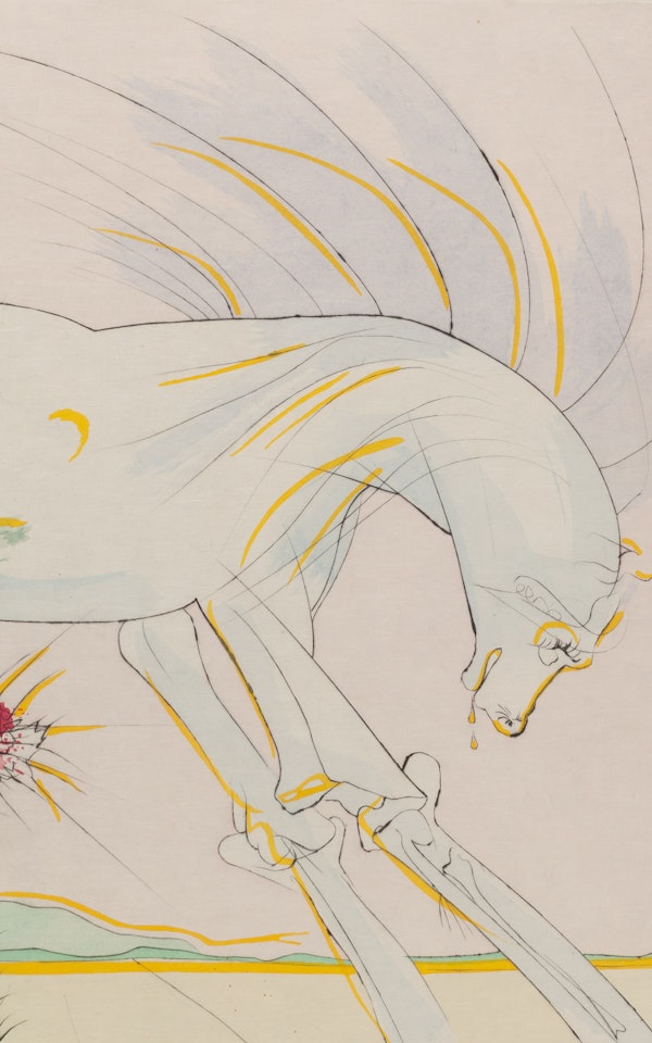 Horse and Wolf from "Les Bestaire de la Fontaine Dalinise" cycle by Salvador Dali