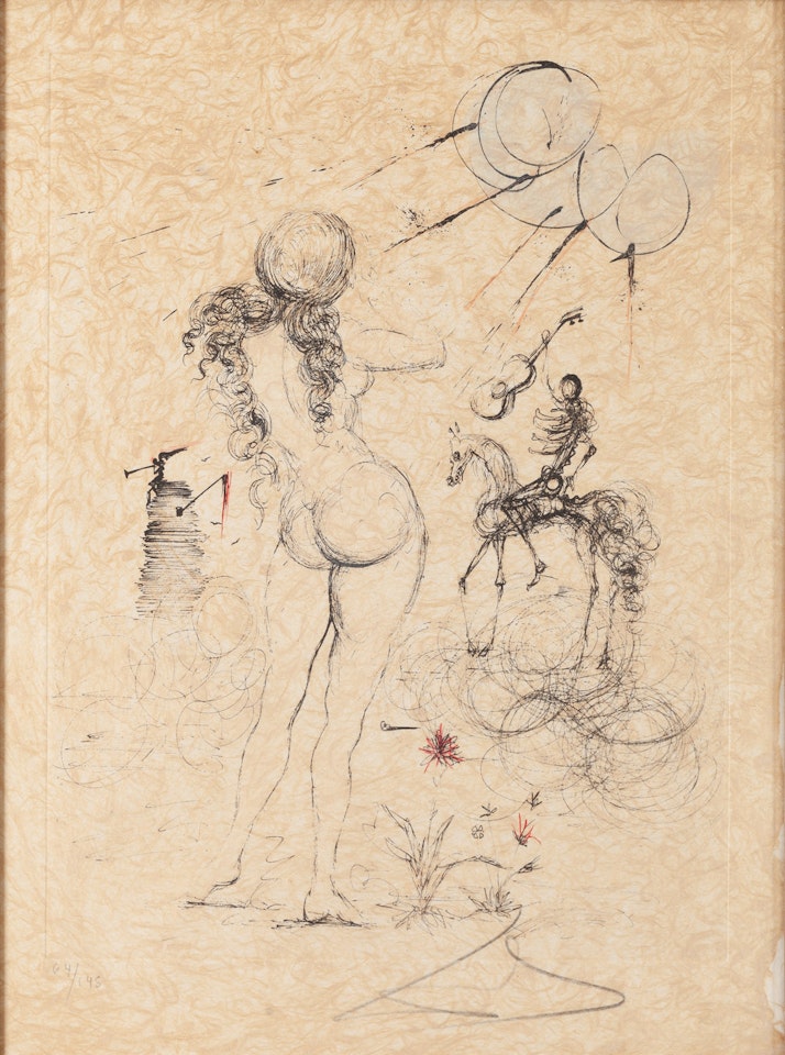 Nude, Horse and Death from Guillaume Apollinaire"s "Poemes Secrets" cycle by Salvador Dali