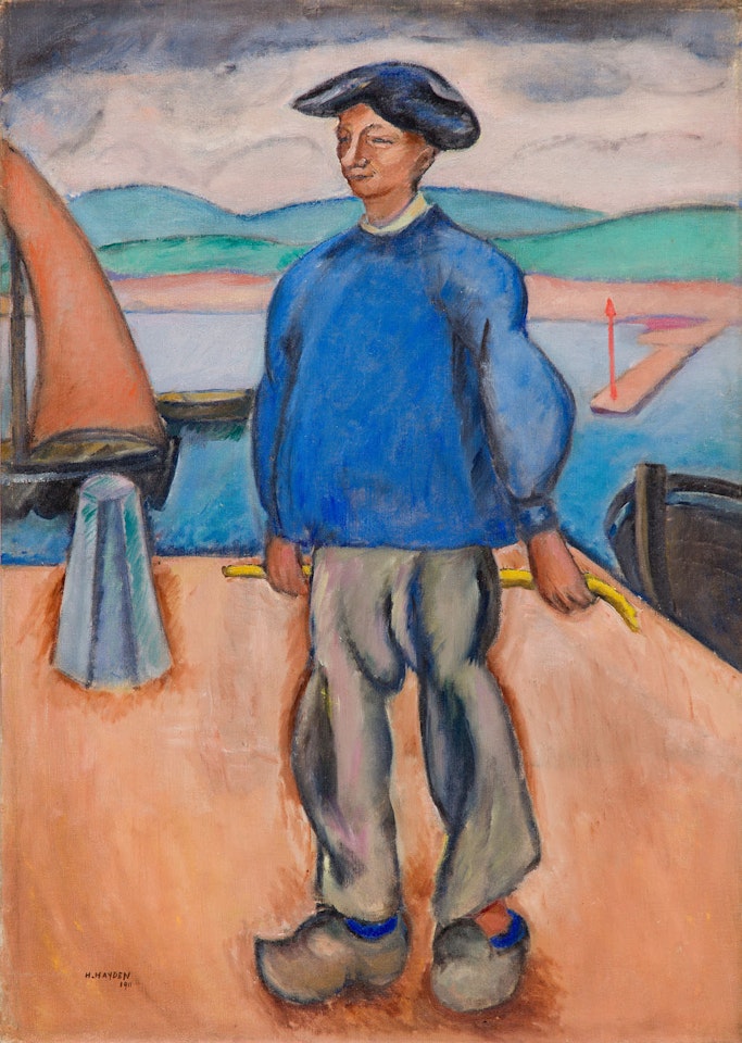 Fisherman in blue sweater (recto) / Landscape from Le Pouldu (verso) by Henri Hayden