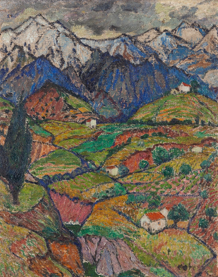Village in the mountains ("Gebirgslandschaft") by Mela Muter